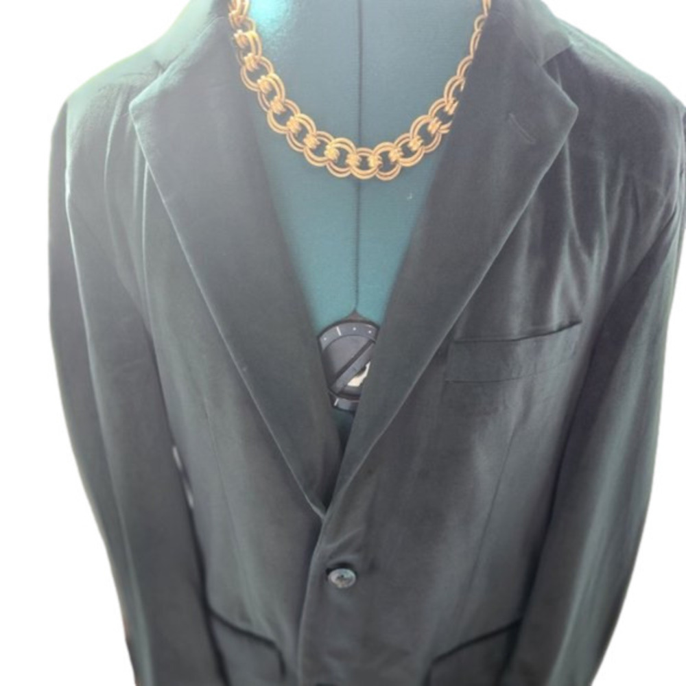 P002. Nautica Dark Green Velvet 2-Button Blazer |M  NWOT